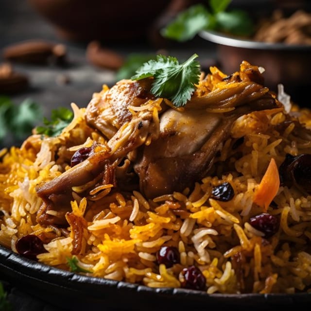 Hyderabad Chicken Dum Biryani.